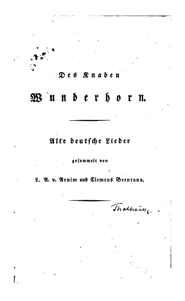 Des Knaben Wunderhorn – Titelseite (Band 1)
