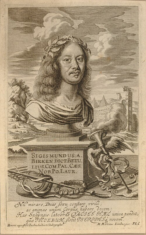 Sigmund von Birken – Porträt (Kupferstich nach/ von Jacob von Sandrart)